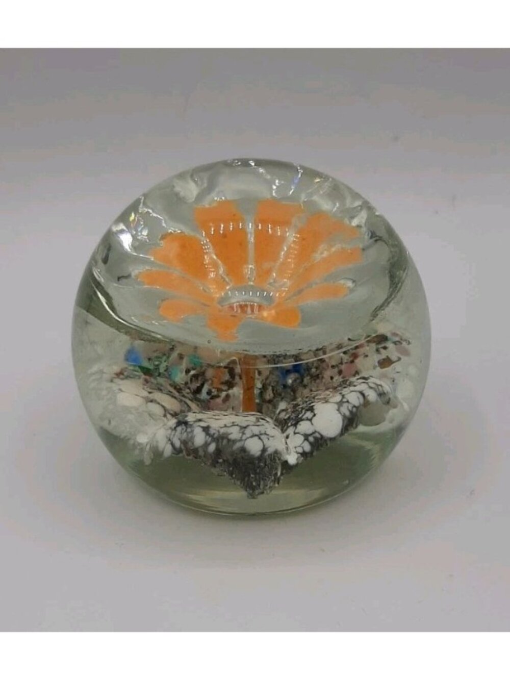 Vintage Unique Handmade Glass Double Floral Paperweight